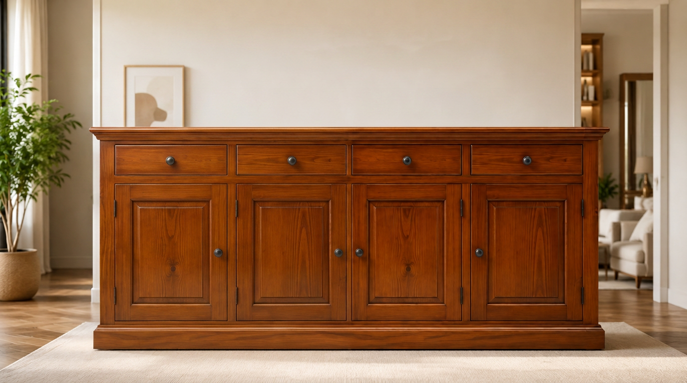 Mueble de madera con barniz nogal