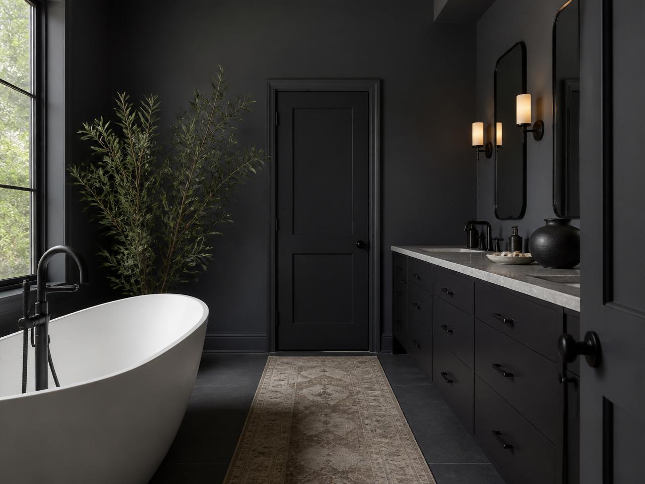 Fachada estilo Moody contemporánea pintada con Oscuro Cómo la Noche de Berel
