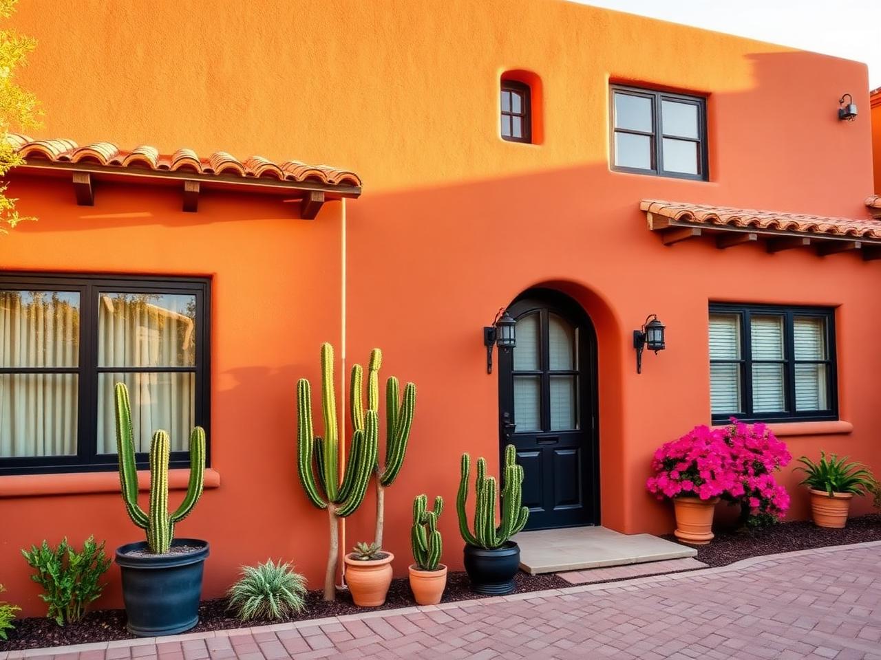 Fachada estilo Mexicana moderna pintada con Aged Pottery de Berel