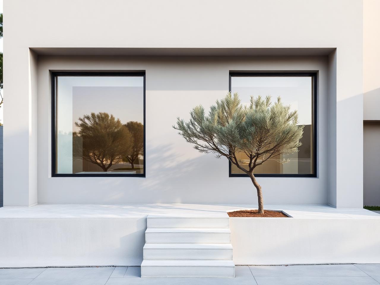 Fachada estilo Minimalista contemporánea pintada con Cantera Gris de Berel